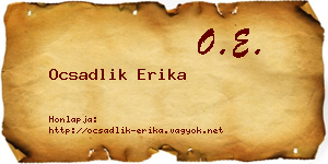 Ocsadlik Erika névjegykártya